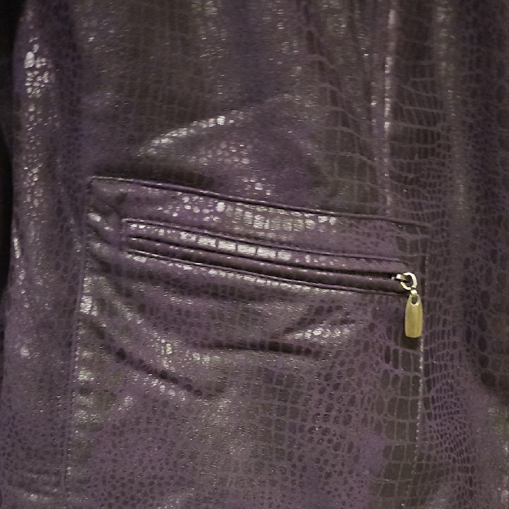 Elementz Shiny Black Croc-Patterned Jacket - image 2